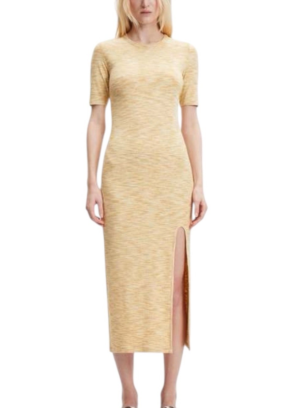 Samsoe Samsoe Women’s Hilde Maxi Length Ribbed Bodycon Yellow Dress sz XL